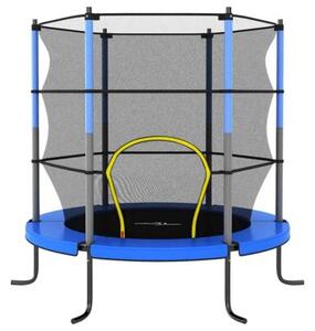 Trampolina z siatką, okrągła, 140x160 cm, niebieska