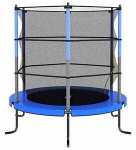 Trampolina z siatką, okrągła, 140x160 cm, niebieska