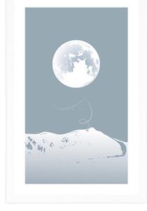 Plakat z passepartout pełnia księżyca
