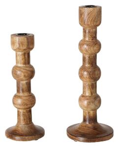 Drewniane świeczniki rzeźbione BUBBLES, 2 sztuki