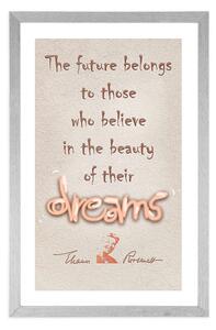 Plakat z passepartout motywacyjny cytat o marzeniach - Eleanor Roosevelt