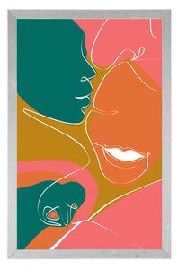Plakat szczęśliwa para w pastelowych kolorach