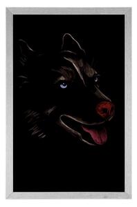 Plakat wilk w nocnym krajobrazie