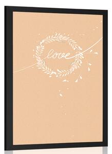 Plakat z napisem Love w minimalistycznym dizajnie