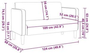 Sofa dwuosobowa jasnoszara 109 cm tkanina sztruksowa