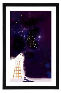 Plakat passepartout malarz galaktyki