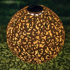 HI Solarna lampa ogrodowa LED w kształcie kuli, 28,5cm, metal, brązowa