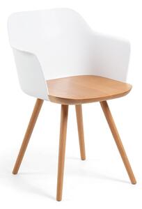 Biały fotel z nogami z drewna bukowego Kave Home Klam
