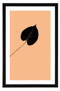 Plakat passepartout tajemniczy czarny liść