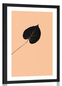 Plakat passepartout tajemniczy czarny liść