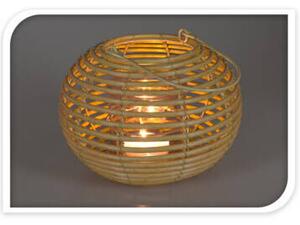 Okrągły lampion rattanowy ze szklanym wkladem