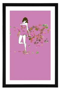 Plakat passepartout dziewczyna w różowym uścisku