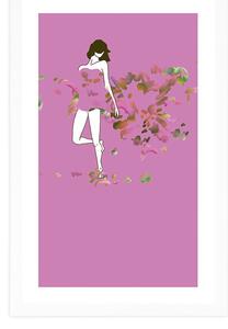 Plakat passepartout dziewczyna w różowym uścisku
