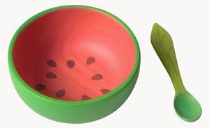 Komplet ręcznie wykonanej miseczki z łyżką Wally the Watermelon, 2 elem