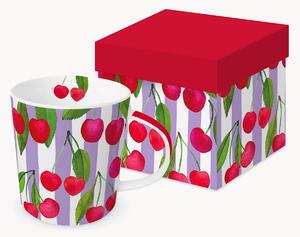 Kubek z porcelany kostnej Cherry & Stripes