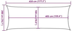 Żagiel przeciwsłoneczny, 160 g/m², jasnoszary, 2x4,5 m, hdpe