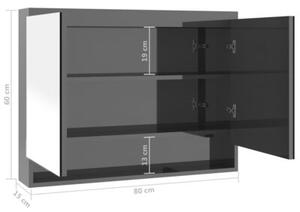 Szafka łazienkowa z lustrem, 80x15x60 cm, mdf, szara