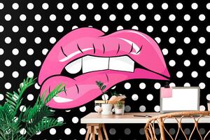Tapeta pop-artowe różowe usta