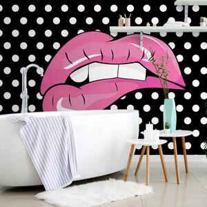 Tapeta pop-artowe różowe usta