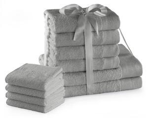 AmeliaHome - Ręcznik kąpielowy Bawełniany Gładki Szary AMARI-30x50 cm