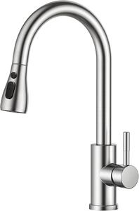 Bateria kuchenna, 66 cm wyciągana wylewka, stal nierdzewna, obrotowa o 360 stopni, 2 rodzaje strumienia, do