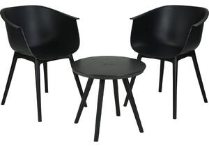 Czarny zestaw mebli ogrodowych, krzesła ze stolikiem