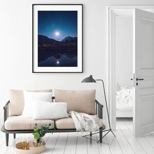 Plakat - Pełnia księżyca nad jeziorem (A4)