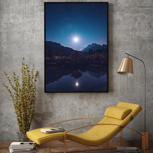 Plakat - Pełnia księżyca nad jeziorem (A4)