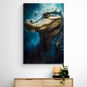 Obraz niebiesko-złoty krokodyl