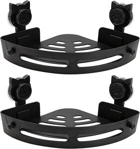 Narożna półka pod prysznic 2-pack, 2 przyssawki, półka samoprzylepna, tworzywo, do łazienki, czarna