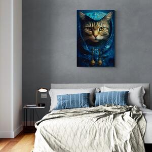 Obraz niebiesko-złoty kot