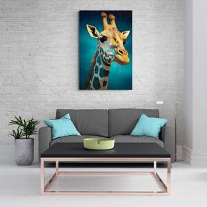 Obraz niebiesko-złota żyrafa