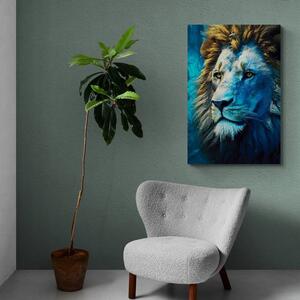 Obraz niebiesko-złoty lew