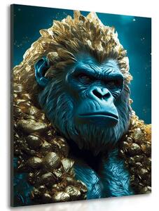 Obraz niebiesko-złota gorilla