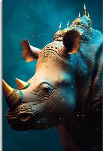 Obraz niebiesko-złoty nosorożec