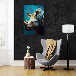 Obraz niebiesko-złoty nosorożec
