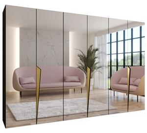 Szafa uchylna otwierana Piano 1 300 (3x100) wys. 202 cm czarny + u. zÅoty