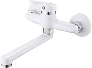 Bateria kuchenna ścienna, obrotowa wylewka 360°, stal nierdzewna, 15 cm, do kuchni