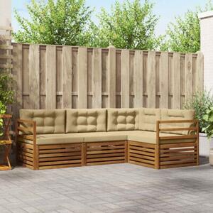 Zestaw mebli ogrodowych z litego drewna akacjowego z poduszkami - nowoczesny design i komfort na świeżym powietrzu