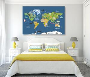 Obraz mapa świata dla dzieci