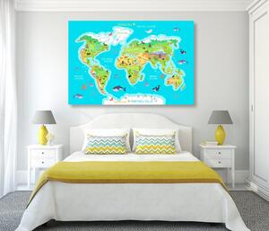 Obraz mapa geograficzna świata dla dzieci