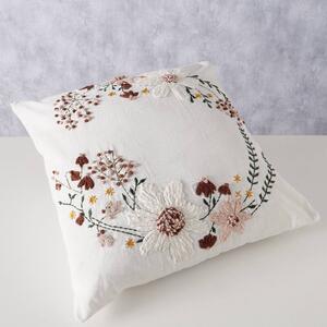 Poduszka dekoracyjna haftowana w kwiaty FLOWER, 45 x 45 cm
