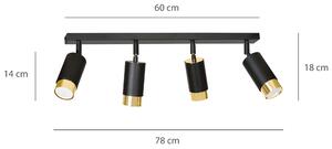 HIRO 4 BLACK-GOLD 965/4 nowoczesny regulowany spot LED sufitowy czarno złoty