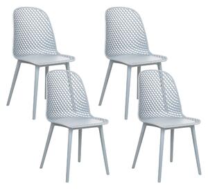 Zestaw 4 krzeseł do jadalni kuchni syntetyczny plastikowe ażurowe oparcie styl nowoczesny minimalistyczny jasnoniebieski błękitny Emory Beliani