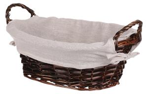 Koszyk wiklinowy z tkaniną, ciemnobrązowy, 35 x 25 cm