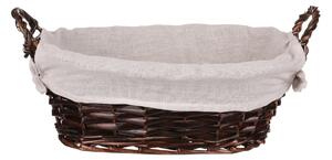 Koszyk wiklinowy z tkaniną, ciemnobrązowy, 35 x 25 cm
