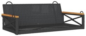Ławka bujana, czarna, 109x62x40 cm, polirattan