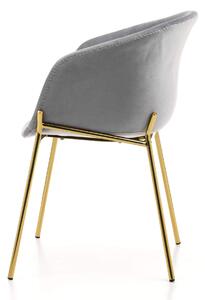 MebleMWM Krzesło Glamour ZL-1486 | Szary welur | Złote nogi | Outlet