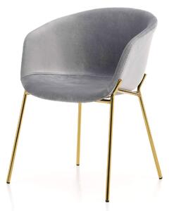 MebleMWM Krzesło Glamour ZL-1486 | Szary welur | Złote nogi | Outlet