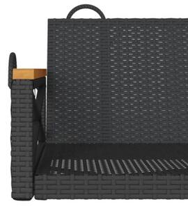 Ławka bujana, czarna, 109x62x40 cm, polirattan